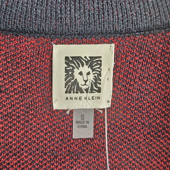 Anne Klein Black & Red Windowpane Open Front Sweater NWT - Picture 4 of 8